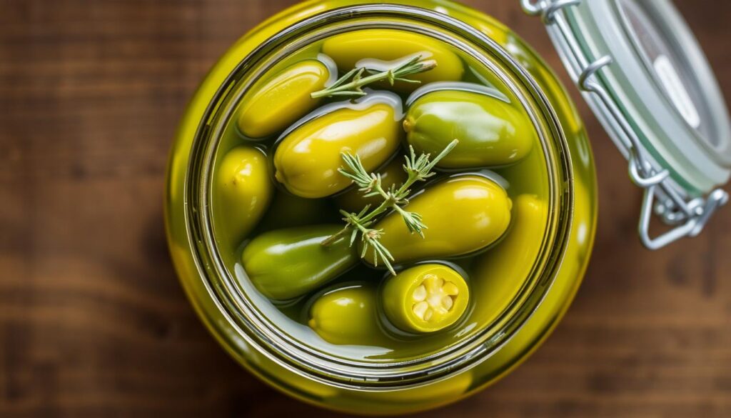 Canned pickled pepperoncini peppers