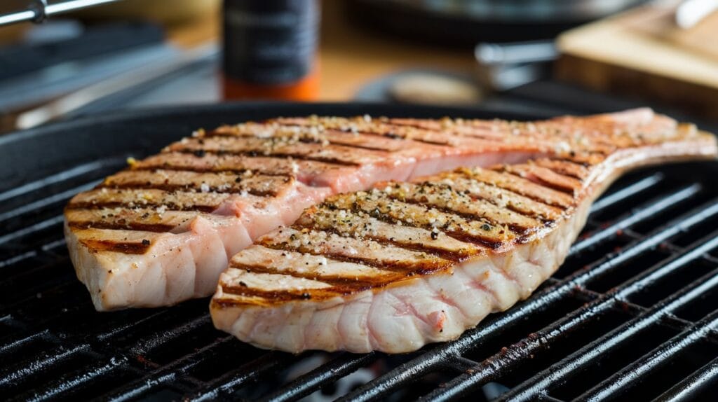 a pair of steaks on a grill