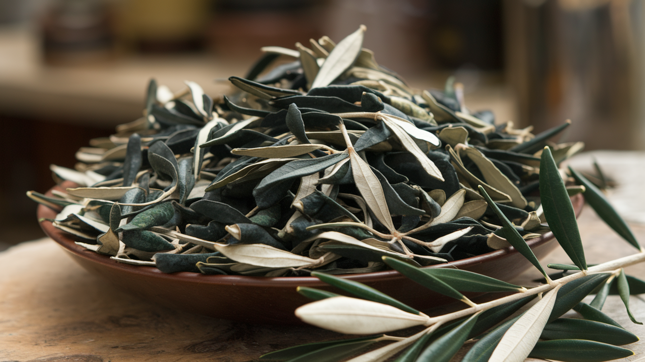 Dried olive leaves