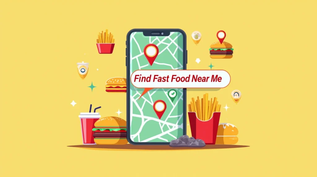Restaurant finder apps on smartphone Find Delicious Fast Food Restaurants Near Me